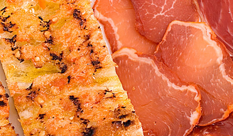 Coca de Folgueroles® with assorted Iberian cured ham